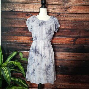 NWT Beach By Exist Tie-Dye Dress S 100% Cotton Gray Elastic Waist